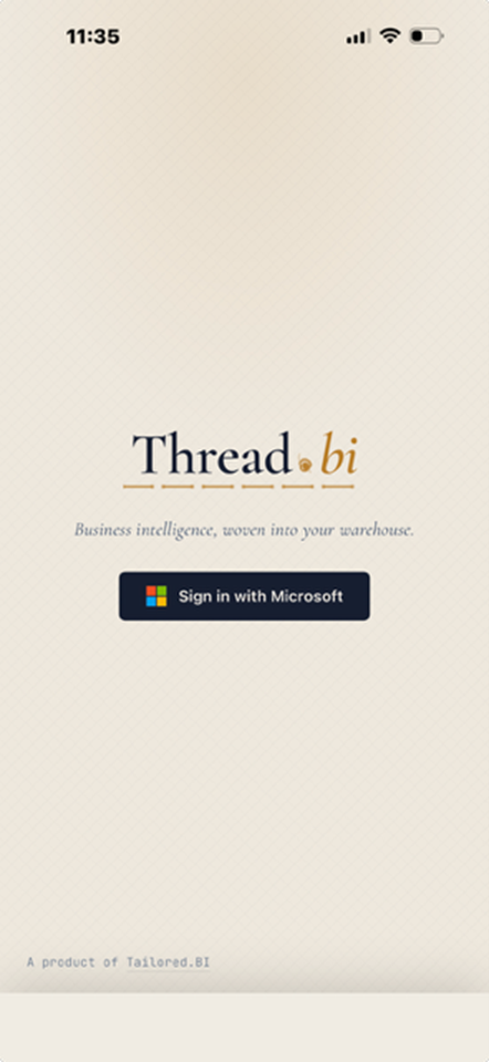 Thread.bi login screen — Sign in with Microsoft